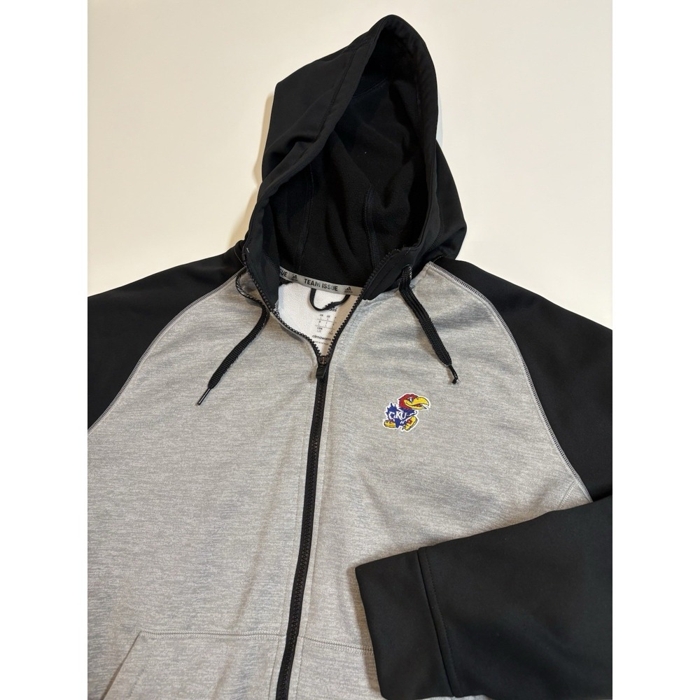 Men's Kansas Jayhawks Adidas Team Issued Jacket Hooded SZ L